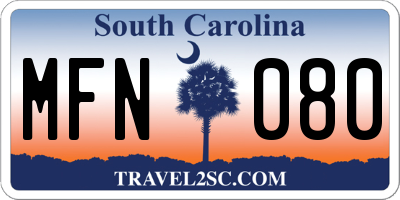 SC license plate MFN080