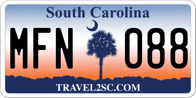 SC license plate MFN088