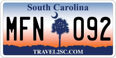 SC license plate MFN092