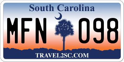 SC license plate MFN098