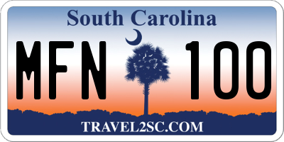 SC license plate MFN100