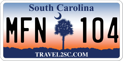 SC license plate MFN104