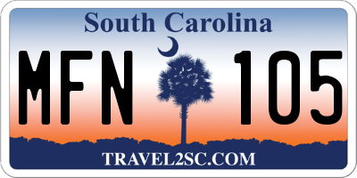 SC license plate MFN105