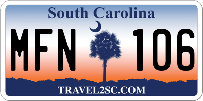 SC license plate MFN106