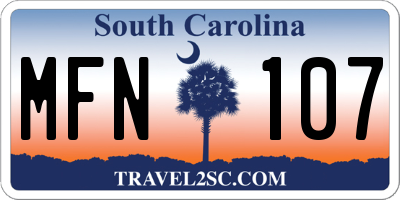 SC license plate MFN107
