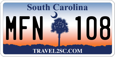 SC license plate MFN108