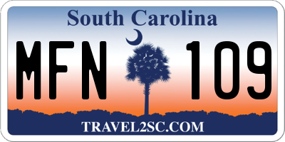 SC license plate MFN109