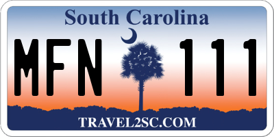 SC license plate MFN111