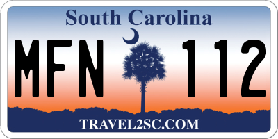 SC license plate MFN112