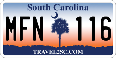 SC license plate MFN116