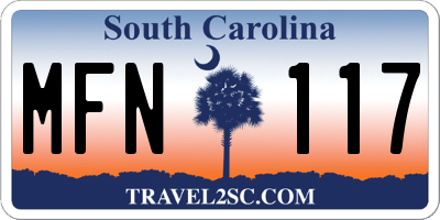 SC license plate MFN117