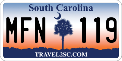 SC license plate MFN119