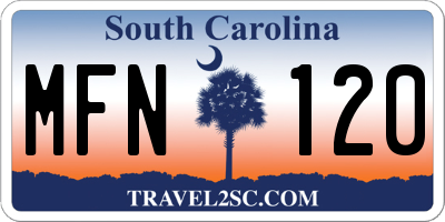 SC license plate MFN120