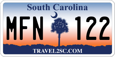 SC license plate MFN122