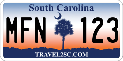 SC license plate MFN123