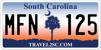 SC license plate MFN125