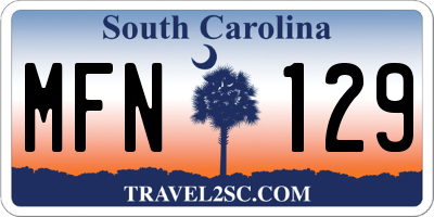 SC license plate MFN129
