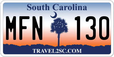 SC license plate MFN130