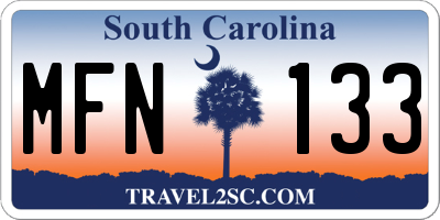 SC license plate MFN133