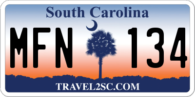 SC license plate MFN134