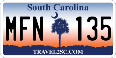 SC license plate MFN135