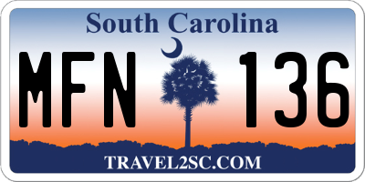 SC license plate MFN136