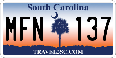 SC license plate MFN137