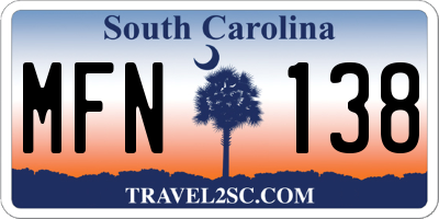 SC license plate MFN138