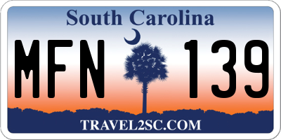 SC license plate MFN139
