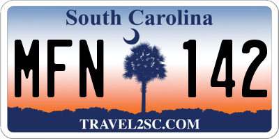 SC license plate MFN142