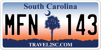 SC license plate MFN143