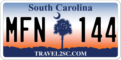 SC license plate MFN144