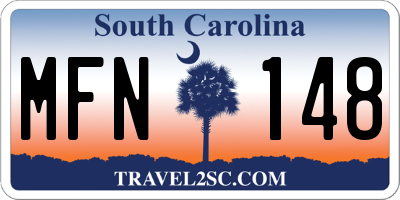 SC license plate MFN148