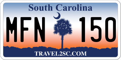 SC license plate MFN150