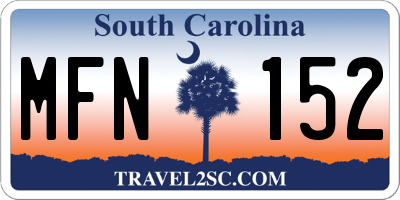 SC license plate MFN152