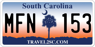 SC license plate MFN153