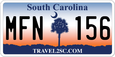 SC license plate MFN156