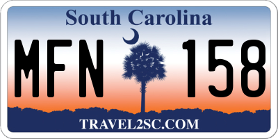 SC license plate MFN158