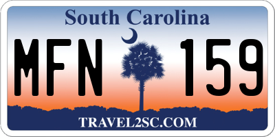 SC license plate MFN159