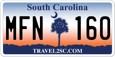 SC license plate MFN160