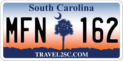 SC license plate MFN162