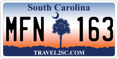 SC license plate MFN163