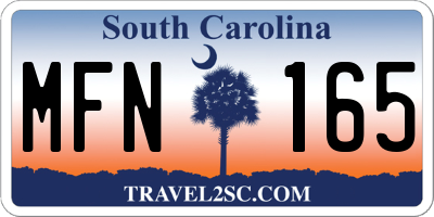 SC license plate MFN165
