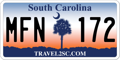 SC license plate MFN172
