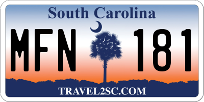 SC license plate MFN181