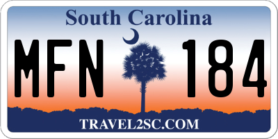 SC license plate MFN184