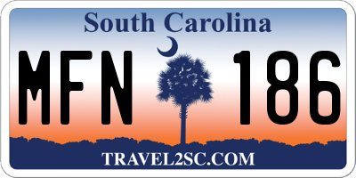 SC license plate MFN186
