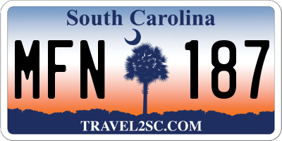 SC license plate MFN187