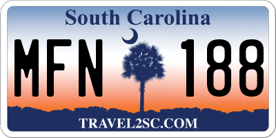 SC license plate MFN188