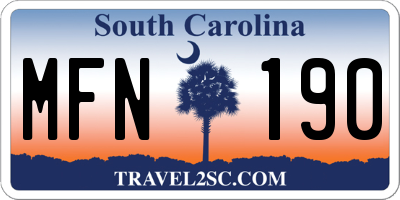 SC license plate MFN190